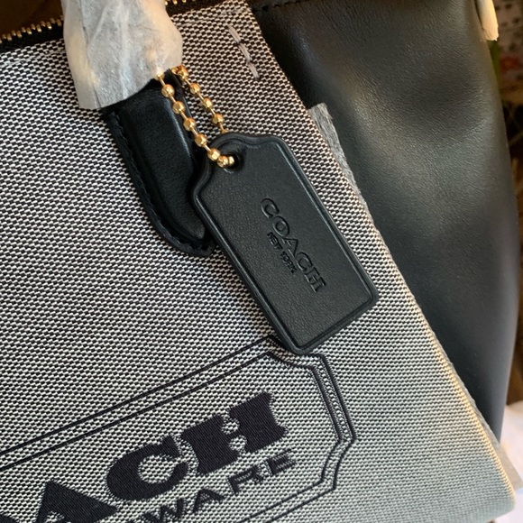 Authentic COACH 1941 jacquard/calf leather logo zip top satchel/Crossbody - Picture 6 of 15